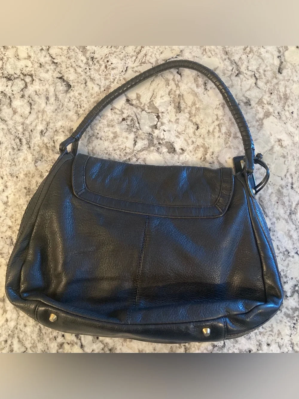 Antonio Melani Pebbled Leather Black Hobo Shoulder Bag